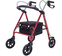 Caminador plegable y ligero, carrito de compras para ancianos, carrito de compras, puede sentarse en cuatro ruedas, andador plegable para ancianos (azul) (rojo) Beauty Comes