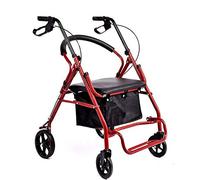 Caminadores plegables para personas mayores con asiento, silla plegable de cuatro ruedas con soporte de espalda, soporte de rollator Walker, ayuda de movilidad duradera