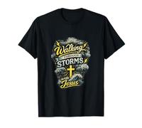 Caminando a través de Las tormentas con Jesús | Diseño de fe Cristiana Camiseta