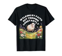 Caminando por fe Pero Tropezando constantemente con pequeñas Flores de Cordero Camiseta