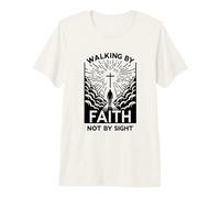 Caminando por la fe no por la Vista Dios Versículo de la Biblia Camiseta Premium
