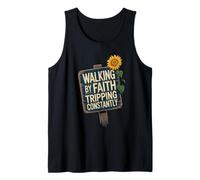 Caminando por la fe tropezando constantemente Biblia cristiana Camiseta sin Mangas