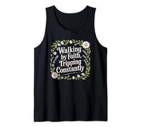Caminando por la Fe Tropezando Constantemente Cristiano Fe Floral Camiseta sin Mangas