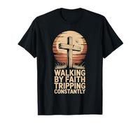 Caminando por la fe tropezando constantemente cruz cristiana Camiseta