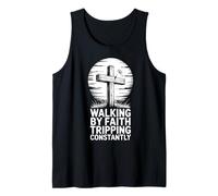 Caminando por la fe tropezando constantemente cruz cristiana Camiseta sin Mangas