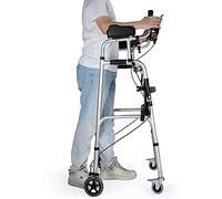 Caminante de rodillos plegables de cuatro ruedas vertical para ancianos, con freno de reposabrazos, andador interior y exterior para discapacitados, asiento de cuero, doble