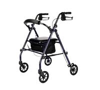 Caminante mayor Andador con ruedas de 4 asiento, andador aluminio, altura ajustable, ligero, plegable, soporte for cesta