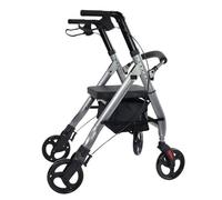 Caminante mayor Andador plegable de 4 Carro con ruedas for personas mayores, ayuda antivuelco, for caminar, for la movilidad, puede empujar y sentarse, bastón