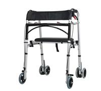 Caminante mayor Andador vertical, andador con ruedas plegable de pie, ayuda for caminar movilidad rodante y espalda erguida asiento, mango ajustable for personas mayores reducida