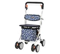 Caminante mayor Andadores for personas mayores, andador plegable con asiento, ruedas de aluminio duradero, vertical todoterreno(Blue)