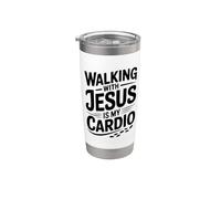 Caminar con Jesús es mi entrenamiento cardiovascular inspirador Vaso térmico de acero inoxidable de doble pared