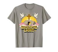 Caminar en la luz Retro Vintage Dibujos Animados vacío Tumba John 1:7 Camiseta
