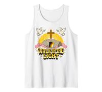 Caminar en la luz Retro Vintage Dibujos Animados vacío Tumba John 1:7 Camiseta sin Mangas