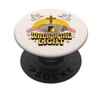 Caminar en la luz Retro Vintage Dibujos Animados vacío Tumba John 1:7 PopSockets PopGrip Adhesivo