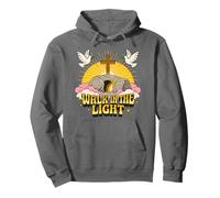 Caminar en la luz Retro Vintage Dibujos Animados vacío Tumba John 1:7 Sudadera con Capucha