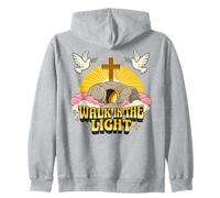 Caminar en la luz Retro Vintage Dibujos Animados vacío Tumba John 1:7 Sudadera con Capucha