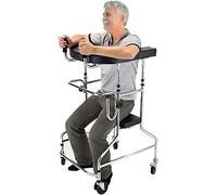 Caminar plegable de alta resistencia, ayudas para caminar para entrenamiento de rehabilitación corporal, andador con asiento para personas mayores discapacitados Marco para caminar con soporte de dobl