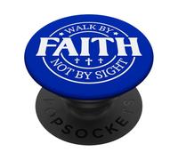 Caminar por la fe no por la Vista Dios Cristiano Hombres Mujeres Cristo PopSockets PopGrip Adhesivo