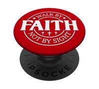 Caminar por la fe no por la Vista Dios Cristiano Hombres Mujeres Cristo PopSockets PopGrip Adhesivo