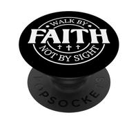 Caminar por la fe no por la Vista Dios Cristiano Hombres Mujeres Cristo PopSockets PopGrip Adhesivo