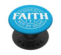 Caminar por la fe no por la Vista Dios Cristiano Hombres Mujeres Cristo PopSockets PopGrip Adhesivo