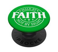 Caminar por la fe no por la Vista Dios Cristiano Hombres Mujeres Cristo PopSockets PopGrip Adhesivo