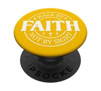 Caminar por la fe no por la Vista Dios Cristiano Hombres Mujeres Cristo PopSockets PopGrip Adhesivo