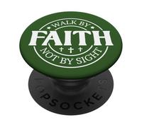 Caminar por la fe no por la Vista Dios Cristiano Hombres Mujeres Cristo PopSockets PopGrip Adhesivo
