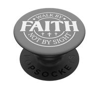 Caminar por la fe no por la Vista Dios Cristiano Hombres Mujeres Cristo PopSockets PopGrip Adhesivo