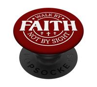 Caminar por la fe no por la Vista Dios Cristiano Hombres Mujeres Cristo PopSockets PopGrip Adhesivo