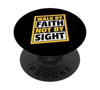 Caminar por la fe no por la Vista - Escritura tipográfica Cristiana PopSockets PopGrip Adhesivo