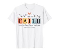 Caminaré por Faith Christian Bible Verse Design Camiseta