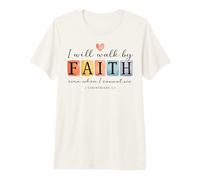 Caminaré por Faith Christian Bible Verse Design Camiseta Premium