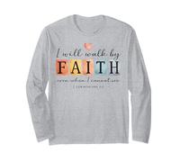 Caminaré por Faith Christian Bible Verse Design Manga Larga
