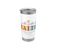 Caminaré por FAITH Christian Bible Verse Design Vaso térmico de acero inoxidable de doble pared
