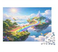 Camino Arcoíris Fantasía Puzzle de 1000 Piezas Cartón Puzzle para Adultos Ciudad Celeste de Cuento de Hadas Juego de Puzzle 1000 Piezas Relajante Decoración Regalo 38x26cm/1000pcs