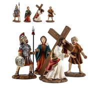 Inmaculada Romero IR Camino Calvario Jesús Cruz 4 Figuras 10.5 cm. Set Semana Santa Romano Virgen María