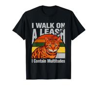 Camino con Una Correa Contengo Multitudes Gato Camiseta