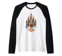 Camino de bastón de Caramelo nevado del Castillo de Navidad Camiseta Manga Raglan