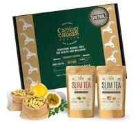 Camino de Cabras® Slim Tea Día & Noche - Caja Regalo Infusiones Gourmet | Té Detox Adelgazante Potente y Drenante | Te Verde, Mate, Moringa, Cardamomo, Maracuyá | Pack 2x100g
