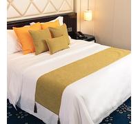 Camino de cama, bufandas tamaño queen, se puede usar por ambos lados, no se decolora, es suave y agradable para la piel, ideal para el hogar, el dormitorio y el hotel.-yellow||45*180cm for 1.2m bed