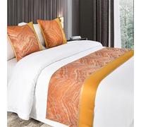Camino de cama con temática de montañas y ríos en jacquard, ideal para el pie de cama, bufandas de lujo, toallas, decoración, colcha protectora, bufanda para hotel y hogar (naranja, 50 x 50 cm (con nú