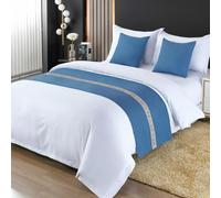 Camino De Cama Corredor De Cama Modernos Ropa De Camas Protectora De Color Liso Toalla De Cabecera para Camas Individuales,Queen,King Decorativo para Dormitorio,Hotel-Blue||45X45cm Pillowcase*1