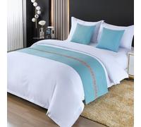 Camino De Cama Corredor De Cama Modernos Ropa De Camas Protectora De Color Liso Toalla De Cabecera para Camas Individuales,Queen,King Decorativo para Dormitorio,Hotel-Light Blue||45X45cm Pillowcase*1
