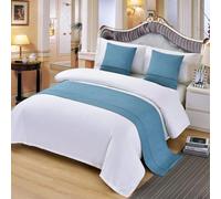 Camino de cama de color sólido para dormitorio, decoración de hotel, toalla de cama y cojines, protección de colcha de algodón, bufanda de cama para individual, doble, king (50 x 240 cm, azul)