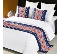 Camino de Cama de Estilo étnico de algodón y Lino con patrón geométrico, Bufanda de Cama Doble para Dormitorio de Hotel, Colcha Sencilla, decoración de camas-01|| 50x210cm for 1.5m Bed