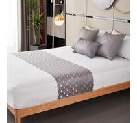 Camino de cama de hotel, bufanda, cubrecamas de lujo, decoración suave con diseño geométrico, protector de cama para dormitorio de boda, tamaño individual, queen y king, gris | Solo 2 fundas de almoh