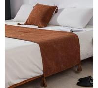 Camino de Cama de poliéster Suave, Color Liso, Decorativo, Protege los pies de la Cama de Las Manchas, fácil de Limpiar, Lavable a máquina-Brown||70 * 230cm for 1.8m Bed