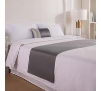 Camino de cama liso para cama de lujo, suave, manta y bufanda para hotel, tamaño King, Queen, camas dobles, gris oscuro, funda de almohada de 30 x 30 cm con núcleo (1 unidad)