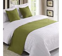 Camino De Cama para Los Pies De La Cama, Color Liso, Bufanda De Cama, Antipolvo, Antideslizante, Funda Protectora para Toallas De Pie De Cama, 14 Green 50 * 180cm for 1.2m Bed